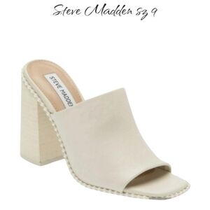 Steve Madden Decoded Bone White Pearl Mule Block Heel Sz 9 New